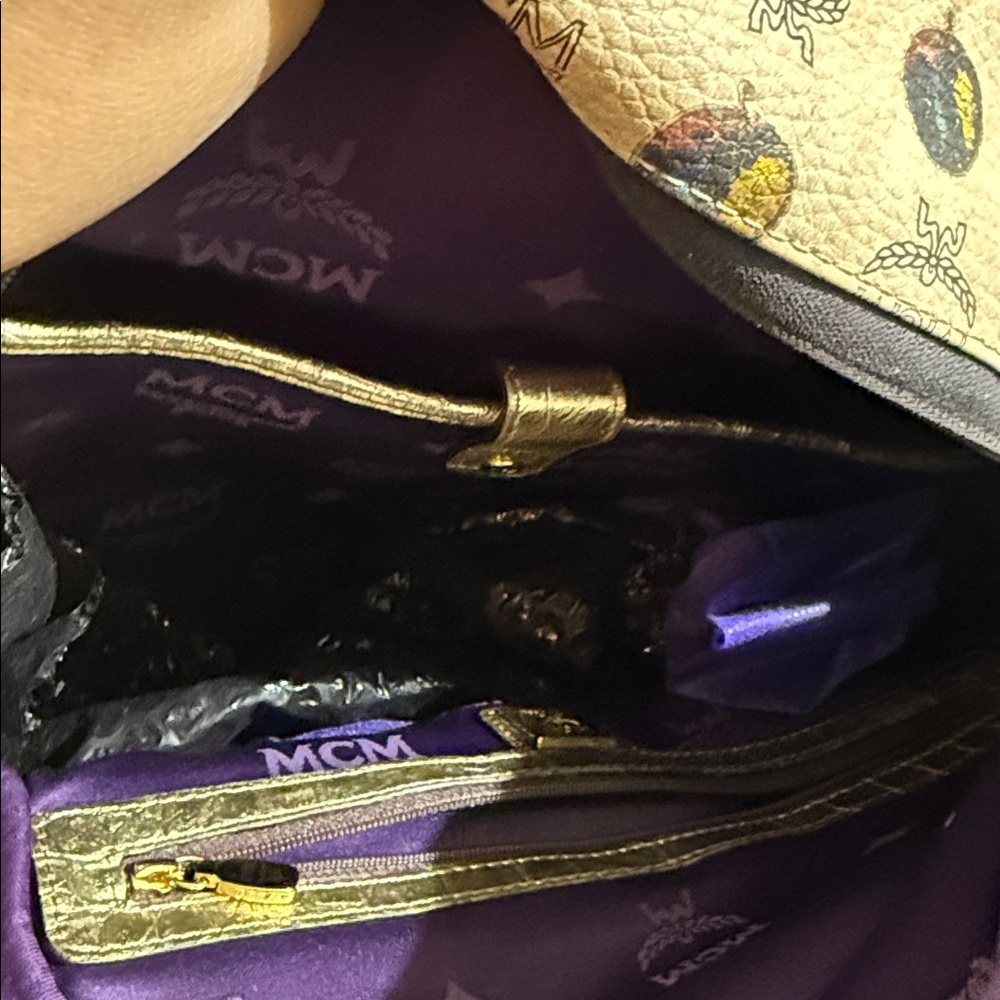 MCM Beige Backpack with Colorful Logo Pattern - Picture 6 of 8